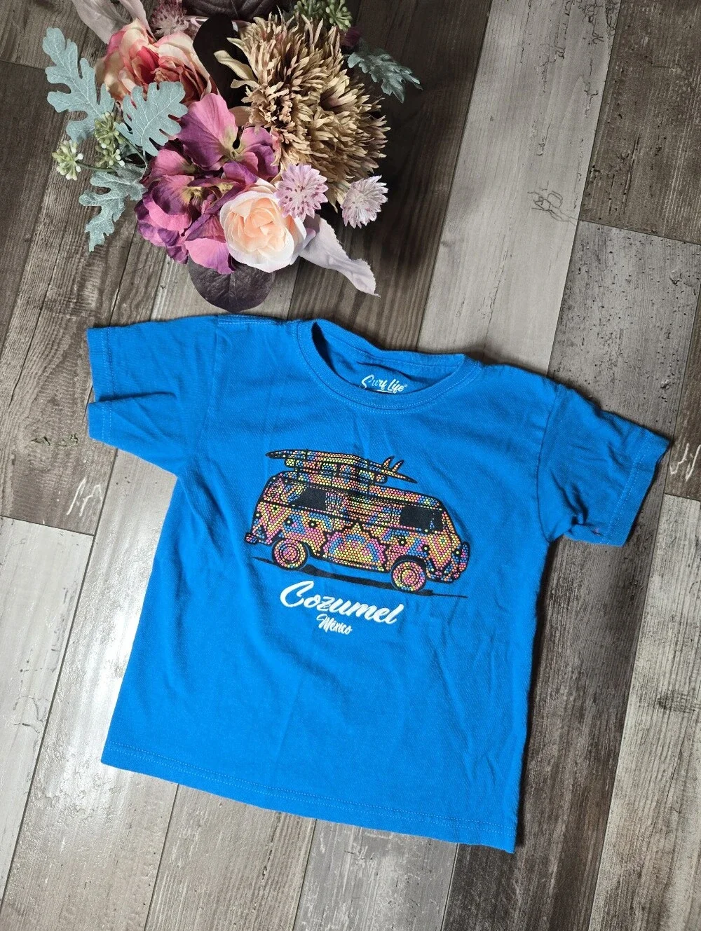 Surf Life Boys Blue Cozumel Graphic Tee Size Medium (5)